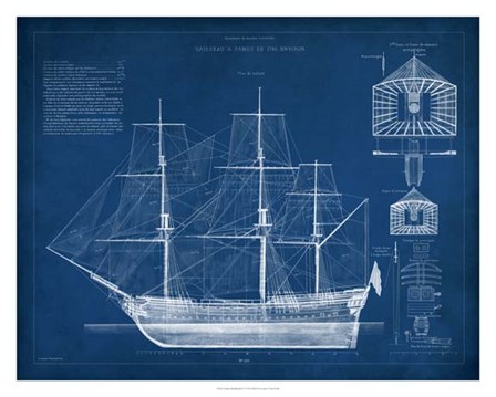 Antique Ship Blueprint IV by Vision Studio art print