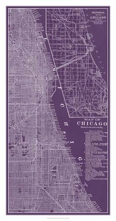 Graphic Map of Chicago by Vision Studio art print