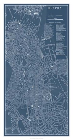 Graphic Map of Boston by Vision Studio art print