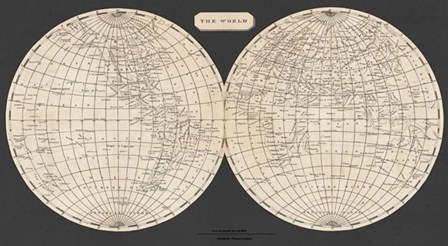 Map of the World, 1812 by Aaron Arrowsmith art print
