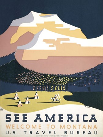 See America - Welcome to Montana I by Vintage Reproduction art print