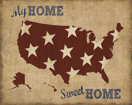 My Home Sweet Home USA Map by Sparx Studio art print