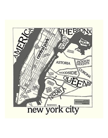 New York Map by Urban Cricket art print