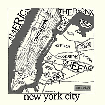 New York Map by Urban Cricket art print
