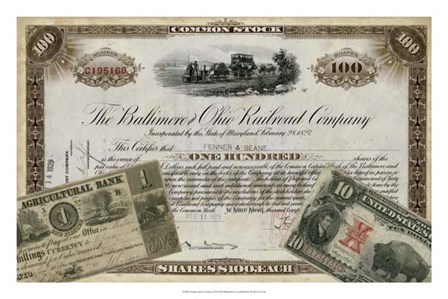 Antique Stock Certificate III by Vision Studio art print