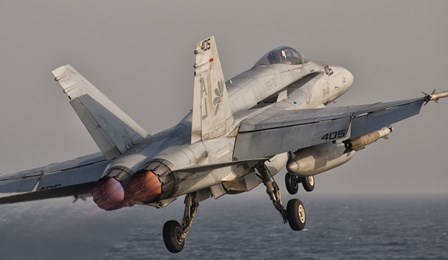 F/A-18C Hornet Taking Off from USS George HW Bush by Giovanni Colla/Stocktrek Images art print