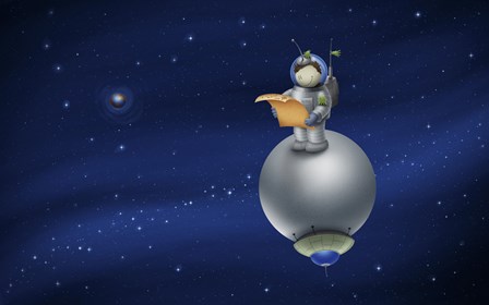 Cartoon Astronaut in Outer Space by Vlad Gerasimov/Stocktrek Images art print