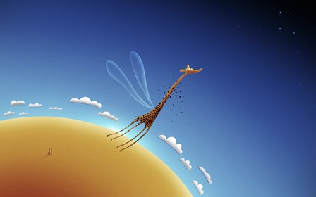 Giraffe Learning to Fly by Vlad Gerasimov/Stocktrek Images art print