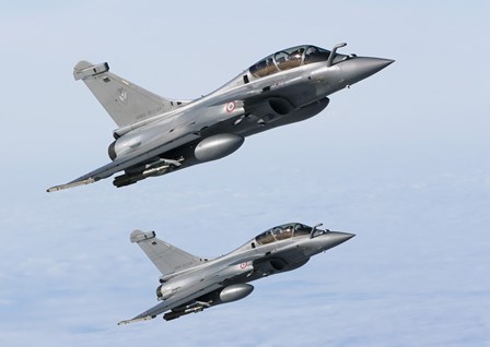 Two Dassault Rafale B&#39;s of the French Air Force (side view) by Gert Kromhout/Stocktrek Images art print