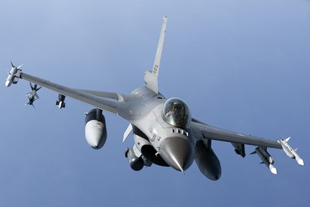 Dutch F-16AM Over the Mediterranean Sea (front view) by Gert Kromhout/Stocktrek Images art print