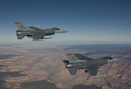 A Pair of F-16&#39;s near the Grand Canyon, Arizona by HIGH-G Productions/Stocktrek Images art print