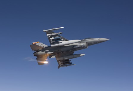 F-16 Fighting Falcon Releases a Flare by HIGH-G Productions/Stocktrek Images art print