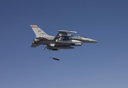 F-16 Fighting Falcon Releases a GBU-38 JDAM by HIGH-G Productions/Stocktrek Images art print