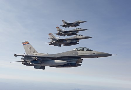 Four F-16&#39;s fly in Formation over Arizona by HIGH-G Productions/Stocktrek Images art print