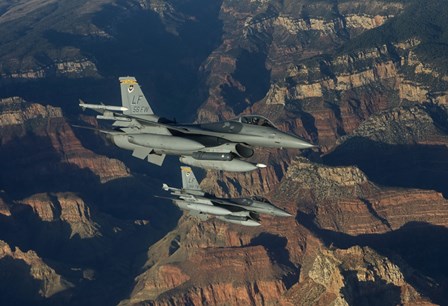 Two F-16&#39;s fly in Formation over the Grand Canyon, Arizona by HIGH-G Productions/Stocktrek Images art print