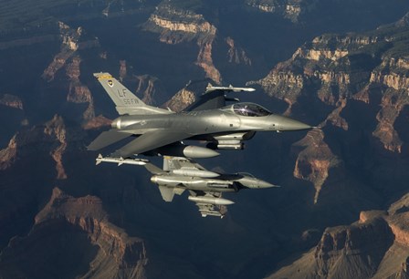 Two F-16&#39;s fly over the Grand Canyon, Arizona by HIGH-G Productions/Stocktrek Images art print