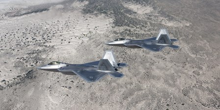 Two F-22 Raptors over New Mexico by HIGH-G Productions/Stocktrek Images art print