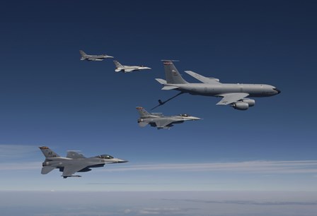 Four F-16&#39;s and a KC-135 Fly in Formation over Arizona by HIGH-G Productions/Stocktrek Images art print