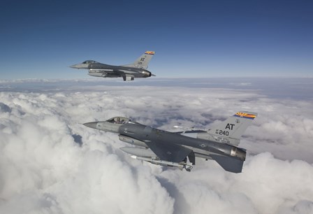 Two F-16&#39;s flying in the Clouds by HIGH-G Productions/Stocktrek Images art print