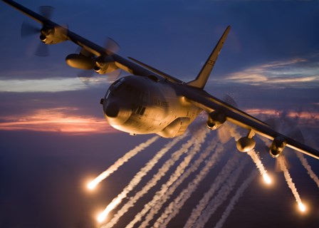 C-130 Hercules Releases Flares by HIGH-G Productions/Stocktrek Images art print