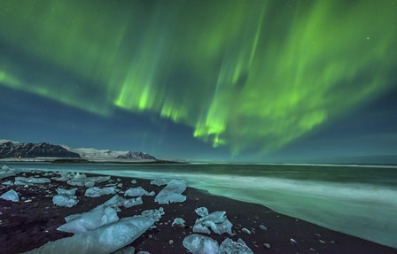 Aurora Borealis over the Ice Beach near Jokulsarlon, Iceland by John Davis/Stocktrek Images art print