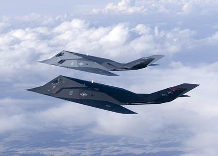 Two F-117 Nighthawk Stealth Fighters by HIGH-G Productions/Stocktrek Images art print