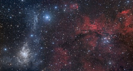 Blue and Red Nebulae in the Camelopardalis Constellation by John Davis/Stocktrek Images art print