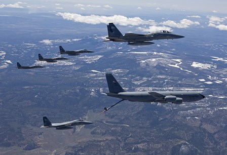 Five F-15 Eagles Refueling by HIGH-G Productions/Stocktrek Images art print