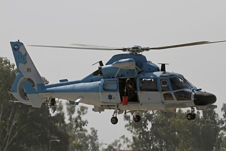 An AS-565 Atalef of the Israeli Air Force in a rescue demonstration by Ofer Zidon/Stocktrek Images art print