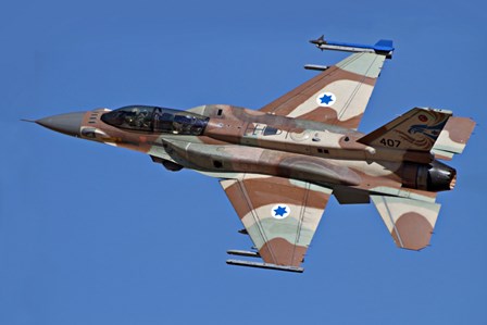 An F-16I Sufa of the Israeli Air Force in flight over Israel by Ofer Zidon/Stocktrek Images art print