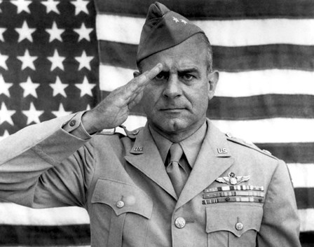 General James Jimmy Doolittle Saluting with The American Flag by John Parrot/Stocktrek Images art print
