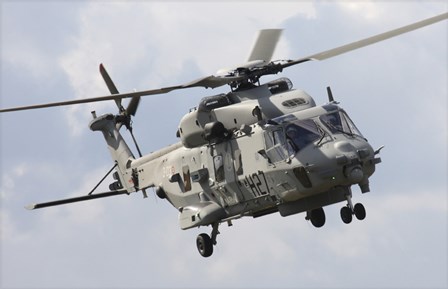 An Italian Navy EH101 Helicopter Prepares for Landing by Timm Ziegenthaler/Stocktrek Images art print