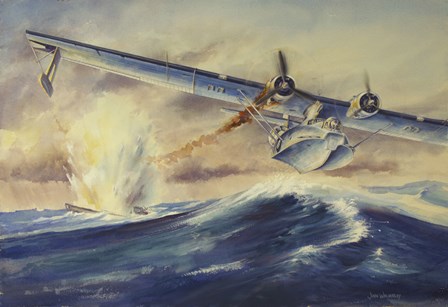 A Damaged PBY Catalina Aircraft after the Attack and Sinking of a German U-boat by TriFocal Communications/Stocktrek art print