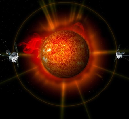 An artist&#39;s Concept of the STEREO spacecraft Surrounding the Sun by Stocktrek Images art print