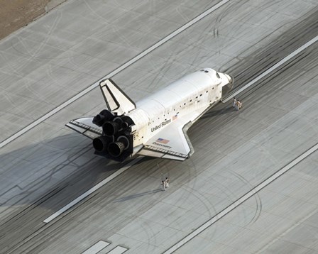 Space Shuttle Discovery on the Runway at Edwards Air Force Base by Stocktrek Images art print
