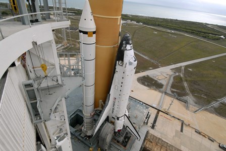 Space Shuttle Atlantis on the Launch Pad by Stocktrek Images art print