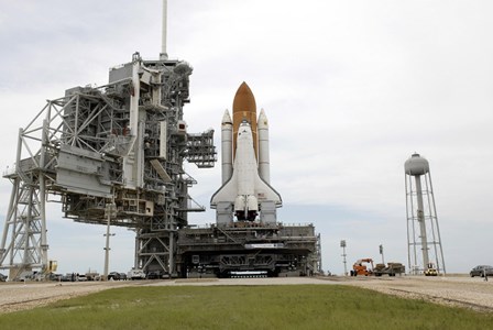 Space Shuttle Atlantis comes to a Stop on the Top of Launch Pad 39A at Kennedy Space Center by Stocktrek Images art print
