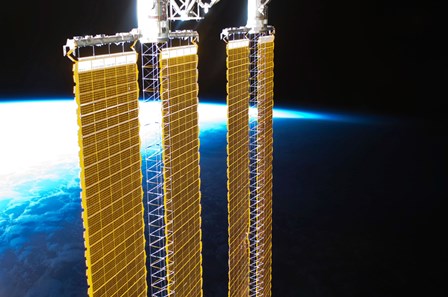 A Partial View of International Space Station Solar Panels and Earth&#39;s Horizon by Stocktrek Images art print