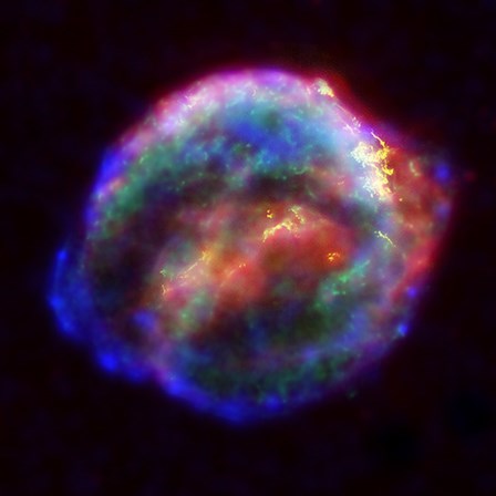 Kepler&#39;s Supernova Remnant In Visible, X-Ray and Infrared Light by NASA, ESA, STScl art print