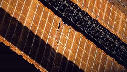Close-up View of the Repaired Solar Array on the International Space Station by Stocktrek Images art print