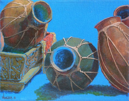 Blue Pots 1 by Sharon Weiser art print