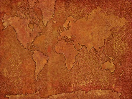World Map Rust 1 by Marlene Watson art print