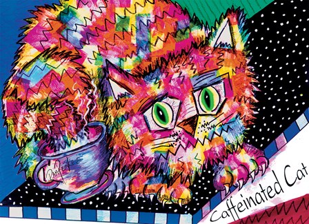 Caffeine Cat by Pam Reinke art print