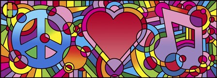 Peace Love Music A by Howie Green art print