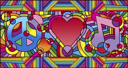 Peace Love Music B by Howie Green art print