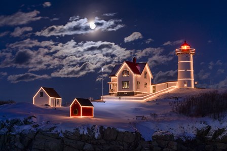 Moon Over Nubble by Michael Blanchette Photography art print