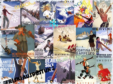 Ski Vacation Collage by Art Licensing Studio art print