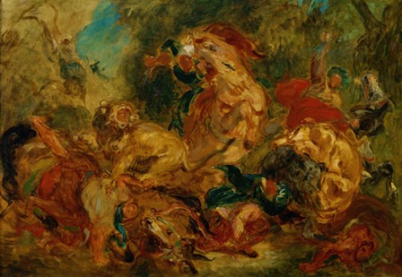 Lion Hunt by Eugene Delacroix art print