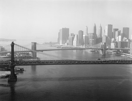 Brooklyn Bridge and Manhattan Bridge Aerial by Print Collection art print