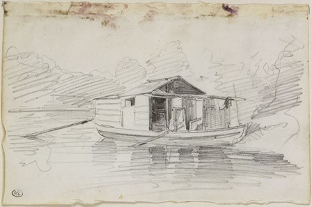 The Houseboat by Charles Francois Daubigny art print